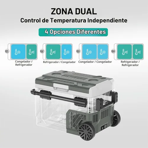 Vista 3 de Alpicool Refrigerador portátil para automóvil, refrigerador de 12 voltios con rueda, refrigerador de automóvil de 42 cuartos de galón, control