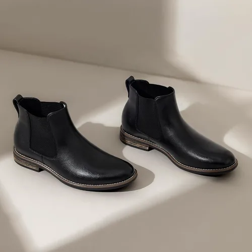 Vista 9 de Bruno Marc - Botines de gamuza de cuero para hombre tipo Chelsea
