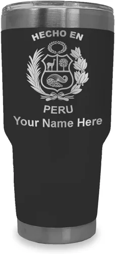 Vista 31 de LaserGram Vaso aislado al vacío de 20 onzas, hecho en Perú, grabado personalizado incluido (negro)