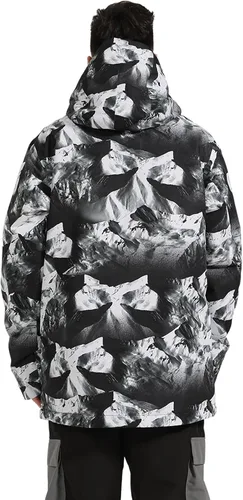 Vista 2 de GSOU SNOW Chaqueta de esquí para hombre, abrigo de nieve para snowboard, cálido, invierno, impermeable, con capucha