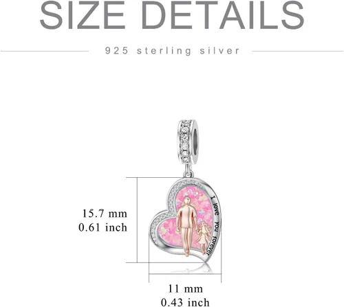 Vista 9 de PROESS Dije para padre, madre e hija, pulsera de plata de ley para pulseras, regalos de cumpleaños, día de San Valentín, para hija, madre, amante