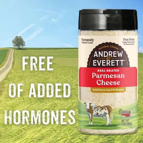 Vista 4 de Andrew & Everett Queso parmesano rallado sin hormonas, recipiente de 7 onzas