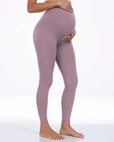 Vista 50 de WHOUARE Leggings de maternidad sobre el vientre con bolsillos para mujer, cintura alta, entrenamiento, pantalones de yoga