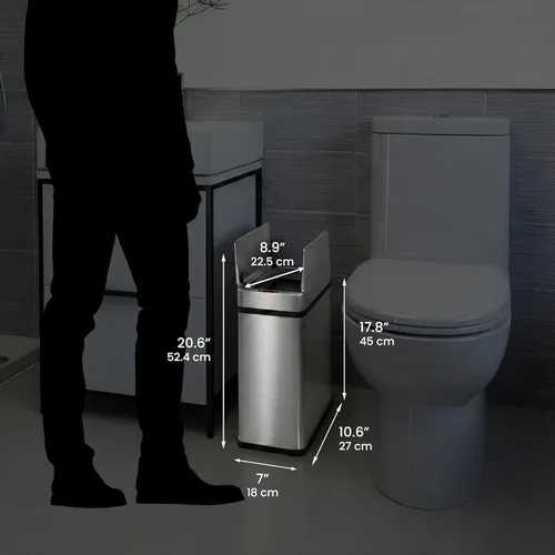 Vista 7 de iTouchless - Bote de basura de 15 litros / 4 galones de acero inoxidable con sensor de apertura de alas para baño, operación automática sin