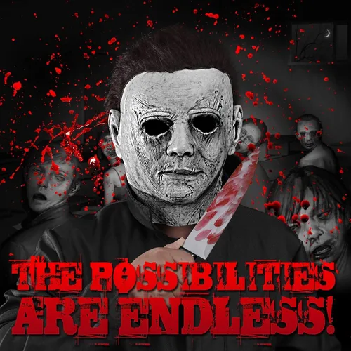 Vista 4 de COCOOO Michael Myers Máscaras y cuchillo de Halloween Horror Cosplay disfraz de látex