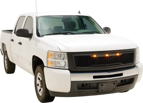 Vista 5 de EAG Parrilla LED superior de ABS de repuesto con luces LED ámbar, color negro mate para Silverado 1500 07-13