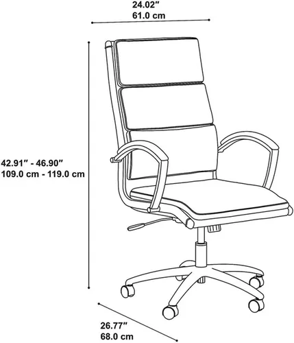 Vista 3 de Bush Business Furniture Modelo Silla de oficina ejecutiva de cuero con respaldo alto en color negro Solución de asiento ergonómico para estación