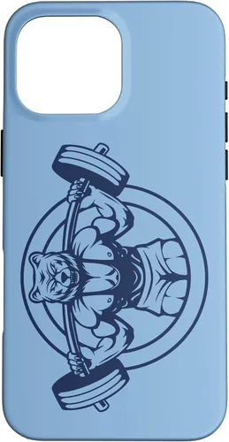 Vista 19 de iPhone 16 Bear Barbell diseño para culturistas caso de culturismo
