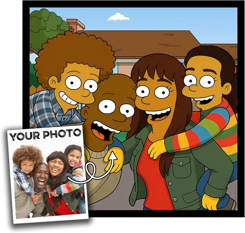 Vista 10 de Retrato personalizado estilo Los Simpsons de dibujo animado a partir de tu foto – Medio cuerpo – Prueba en 24 horas – Póster impreso o lienzo