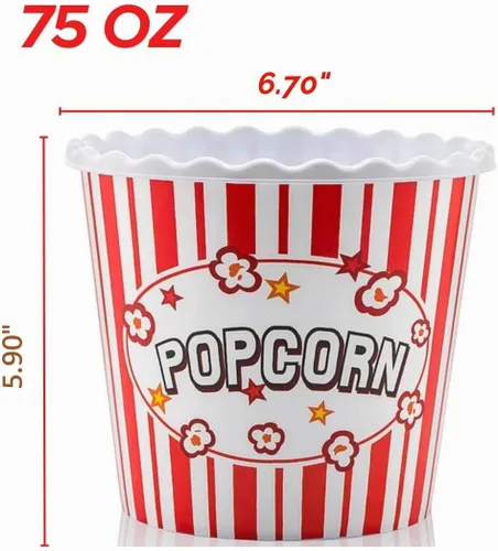 Vista 8 de Caja de plástico reutilizable de estilo moderno, recipientes para palomitas de maíz, cuencos para palomitas de maíz, juego para noche de cine
