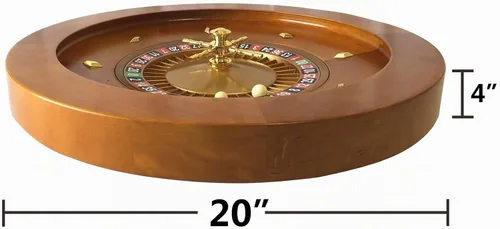 Vista 3 de Yuanhe Rueda de ruleta de madera de lujo, juego de ruedas de ruleta de 20 pulgadas, rodamientos de precisión de grado casino, torreta de latón