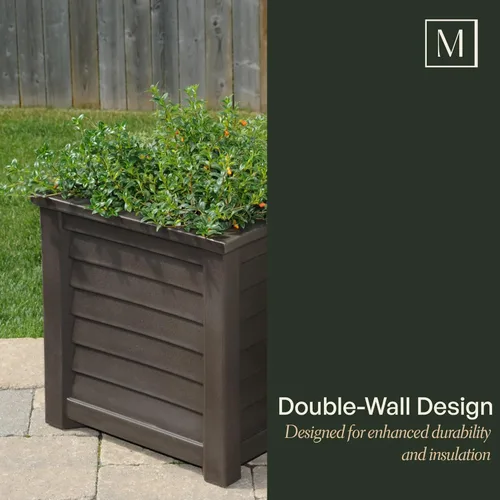 Vista 6 de Mayne 5866-B Lakeland Square Maceta para Patio, 16x16, Negro