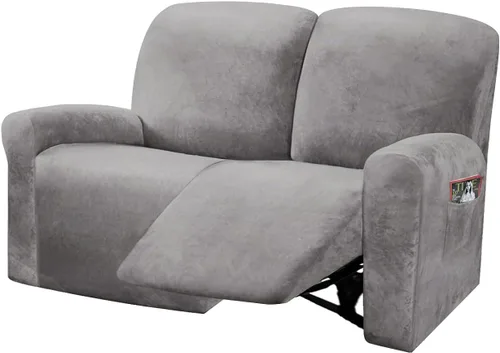 Vista 12 de ULTICOR Funda reclinable para sofá biplaza, 48 a 65 pulgadas de largo, 6 fundas de sofá reclinable elásticas de terciopelo para sofá biplaza de 2