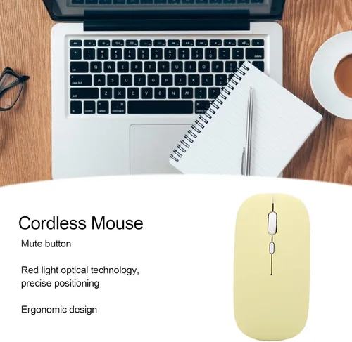 Vista 2 de Zyyini - Mouse de 1600 DPI de 3 velocidades, ajustable, óptico, Bluetooth, para computadora, mouse ergonómico, ultrafino, silencioso