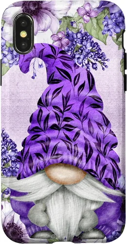 Vista 5 de Funda estética para iPhone 16 con diseño de anémonas de gnomo morado y lavanda