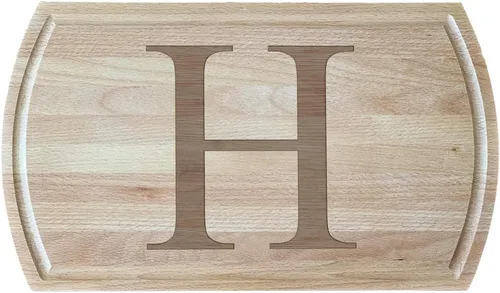Vista 16 de Tabla de cortar de haya blanca grabada con elegante inicial, perfecta para cocinas sofisticadas del hogar y chefs profesionales