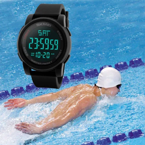 Vista 9 de SKMEI Simple Digital Relojes Militares Impermeable Electrónico LED Doble Hora Negro Reloj