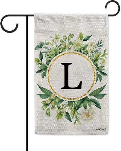 Vista 27 de Monogram Initial Letter P House Flag Flower Wreath Simple Style Letter Flag 28x40 Inch Vertical Double Sided for Outdoor Yard Decor