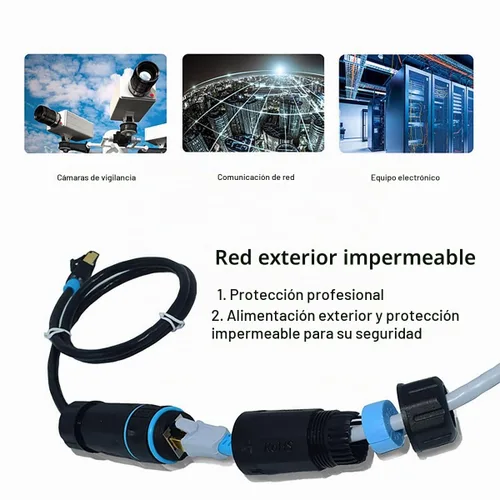 Vista 4 de Acoplador RJ45 Impermeable IP68, Conector Ethernet Impermeable Blindado de Cobre Puro, Conector LAN Exterior Ethernet Impermeable IP68 para Cable