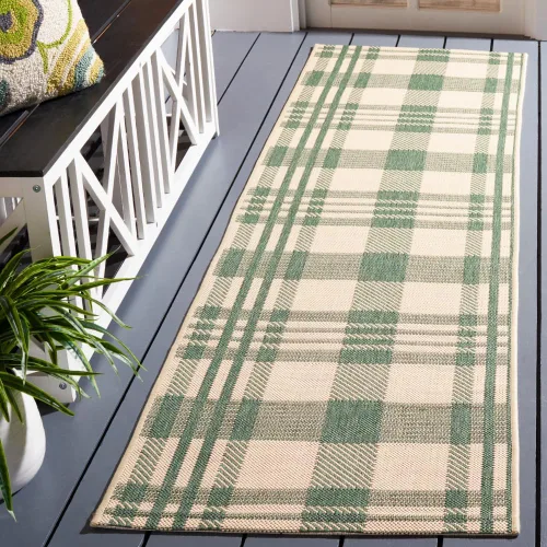 Vista 33 de SAFAVIEH Alfombra Lavable para Exteriores Colección Courtyard - 2'3" x 4', Beige y Azul, Patrón a Cuadros, No Desprende Pelusa y Fácil Limpieza