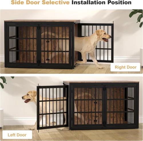 Vista 3 de Muebles de Jaula para Perros de Servicio Pesado de 33", Jaula de Madera Perrera para Perros Pequeños y Medianos, Perrera para Perros