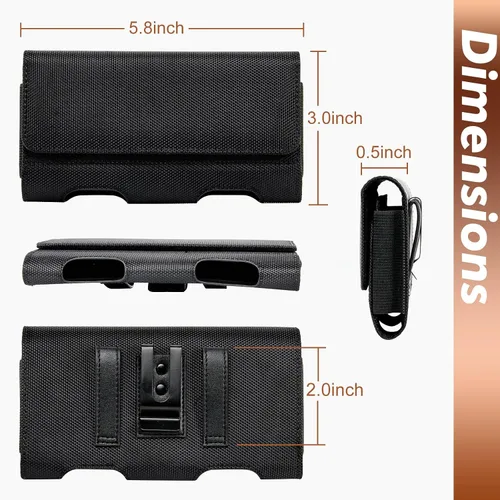 Vista 5 de BECPLT Funda de nailon para cinturón para teléfono celular, funda para cinturón con clip, compatible con iPhone 13 Mini, 12 Mini, SE 2020, 8, 7, 6