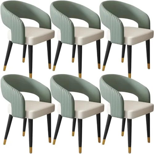 Vista 18 de YVYKFZD Mid Century Dining Chairs, Leather Kitchen Chairs Set, Dining Room Chair with Curved Backrest and Metal Legs, Upholstered Armchair Comfy