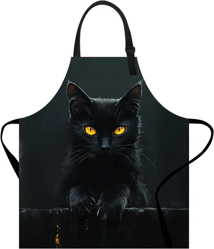 Vista 22 de Delantal divertido con bolsillo para mujeres y hombres, delantal de cocina ajustable para barbacoa y horneado con lindos animales y flores
