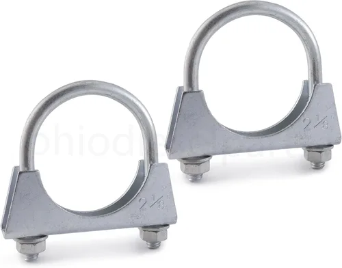 Vista 3 de Abrazadera de silenciador resistente de 3 pulgadas - Estilo de sillín con perno en U - Zinc (paquete de 2)