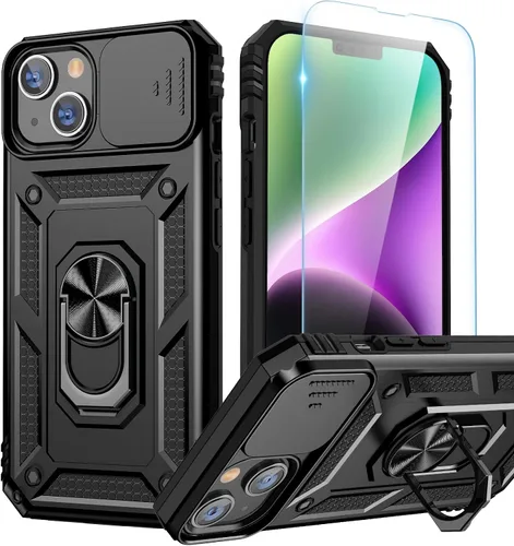 Vista 14 de Goton Funda para iPhone 14 Plus con Protector de Pantalla - Funda con Cubierta Deslizante para Cámara con Soporte de Anillo, Resistente de Grado
