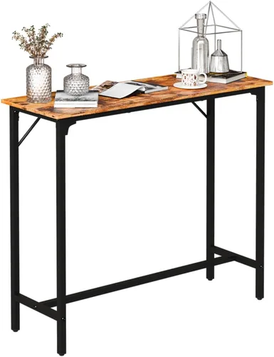 Vista 9 de VINGLI Mesa de bar de 43 pulgadas de alto, rectangular de madera, angosta, larga, altura de mostrador, para cocina, sala de estar, comedor, sofá