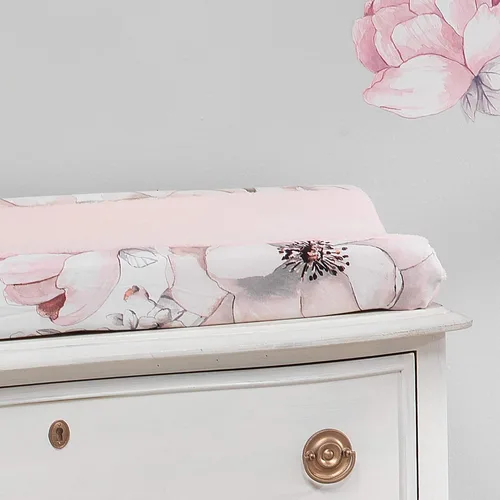 Vista 2 de Lambs & Ivy Signature Botanical - Funda para cambiador de bebé rosa/gris floral