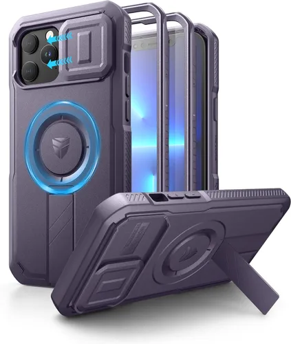 Vista 119 de Dexnor - Funda para iPhone 12 & iPhone 12 Pro con tapa deslizante para cámara, soporte ajustable y protector de pantalla integrado, carcasa