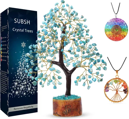 Vista 26 de Árbol de la vida de cristal amatista de 10-12 pulgadas con 2 colgantes de chakra – Bonsái de cristal sanador, árbol del dinero para energía