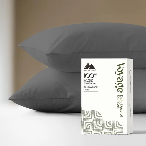 Vista 24 de Mayfair Linen Voyage Collection - Juego de 4 fundas de almohada de algodón egipcio de lujo de la serie 600, color blanco, suaves, refrescantes