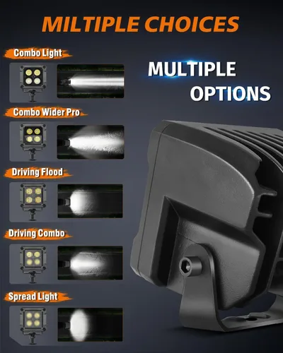 Vista 8 de Cubitos LED, 3 pulgadas, 80 W, CREE LED Pods 3x3, combo de inundación puntual para todoterreno, luces de conducción antiniebla para camión