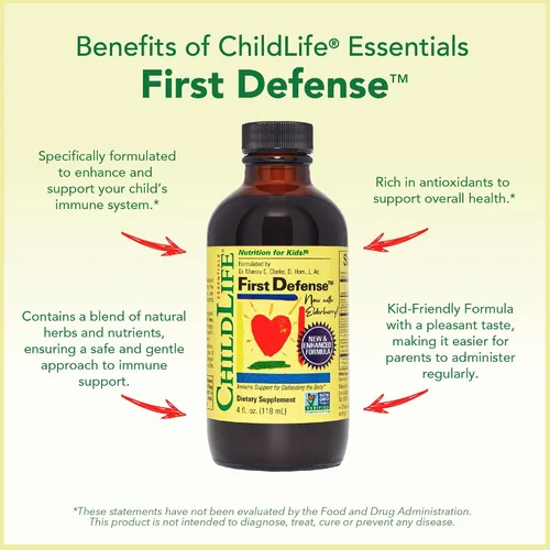 Vista 5 de CHILDLIFE ESSENTIALS First Defense - Apoyo inmunológico para niños, apoyo inmunológico para niños, niños pequeños de 1 a 3 años, bebés de 6 meses