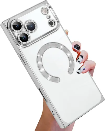Vista 53 de KANGHAR Funda diseñada para iPhone 12 Pro Magnética Transparente con Protector de Lente de Cámara [Compatible con MagSafe] Diseño de Placado