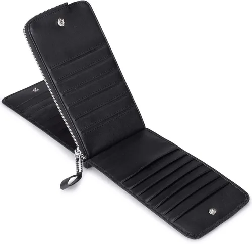 Vista 4 de JEEBURYEE Cartera larga con cremallera RFID de cuero genuino para mujer