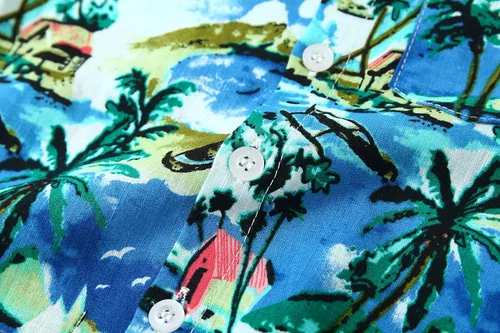Vista 5 de Camisas hawaianas de manga corta con estampado de dibujos animados y botones para niños