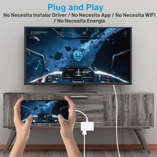 Vista 3 de Adaptador Lightning a HDMI, convertidor AV digital certificado MFi de Apple con puerto de carga, pantalla de sincronización de 1080P para iPhone