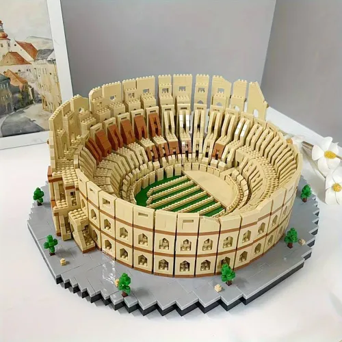 Vista 5 de Italia Rome Coliseo - Juego de construcción de microladrillos (5594 piezas) – Juguete educativo modelo emblemático regalo para niños y adultos