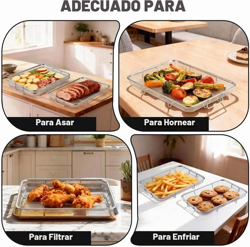 Vista 6 de P&P CHEF - Cesta para freidora de aire de 11.8 pulgadas para horno, estante para freidora de aire, 3 piezas