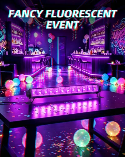 Vista 8 de Barra de Luz Negra de 40W, Luz Negra LED con Cable de 6 Pies e Interruptor, Luces Negras para Fiesta Fluorescente, Halloween, Cumpleaños, Pintura