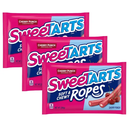 Vista 15 de SweeTARTS Soft & Chewy Ropes Candy, sabor a fresa picante, bolsa de 9 onzas