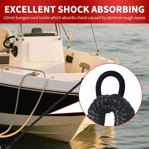 Vista 4 de Cuerda elástica para muelle, cuerda elástica para barco con flotador de espuma para pontón, seadoo, WaveRunner, kayak, regalos de barco