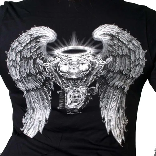Vista 4 de Hot Leathers Black Asphalt Angel Ladies Camiseta de manga corta