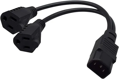 Vista 4 de Cable divisor de potencia IEC 320 C14 a doble 5-15R de 1 pie/0,32 M