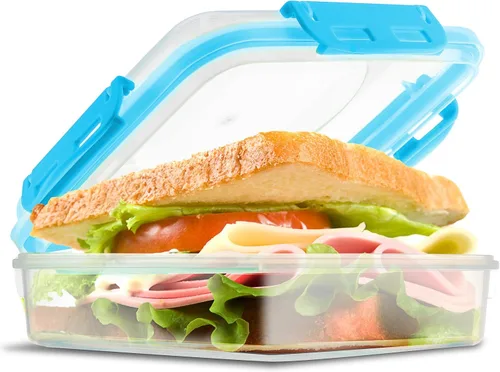 Vista 14 de Tafura Recipientes y cajas para sándwiches de alta calidad, sin BPA, para loncheras, duradero y reutilizable, soporte para sándwiches para mayor