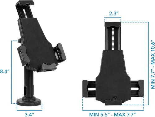 Vista 5 de Mount-It! Soporte universal para quiosco POS para tablet con bloqueo de cable y soporte de montaje en pared, abrazadera ajustable para tabletas